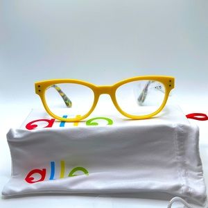NWOT. Allo 1.75 Readers. Yellow frames with black and multi arms.